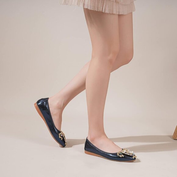 🆕Women's Blue Ballet Flat Shoes Wedding Flats Slip Comfortable on Flats - Picture 7 of 7